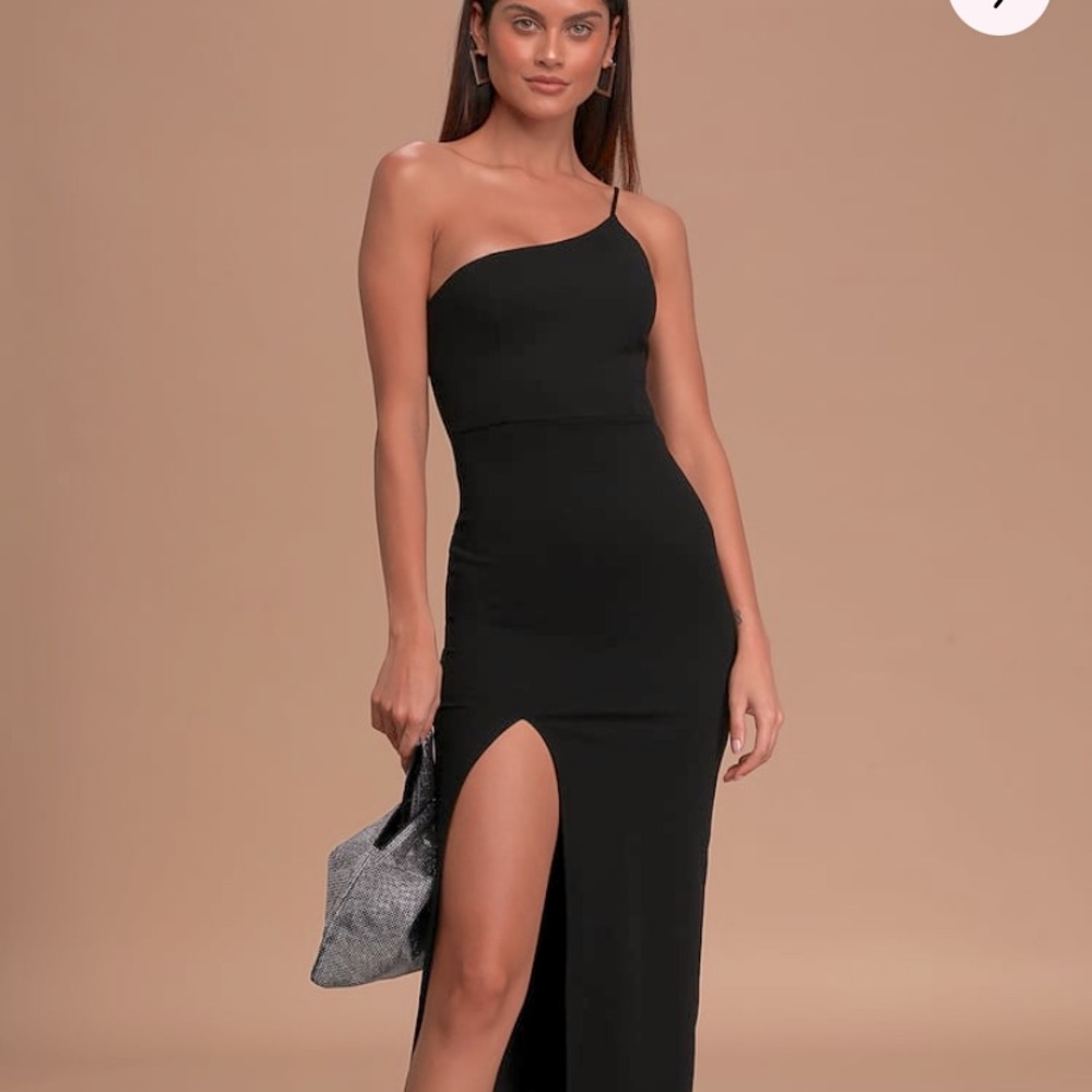 One shoulder black maxi dress
